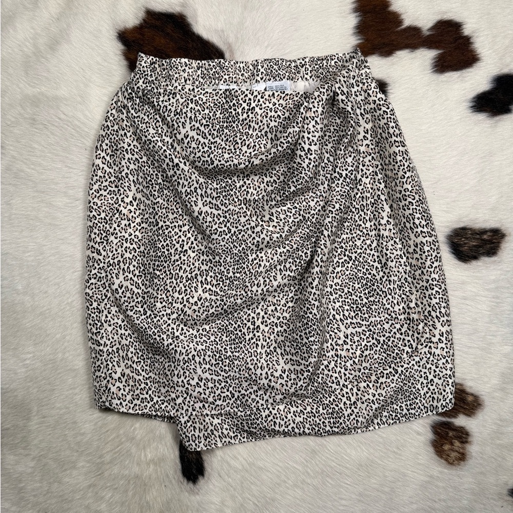 100% Silk Leopard Print Wrap Skirt Draped Midi Y2K
